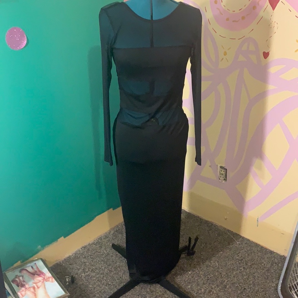 Black Mesh Maxi Dress